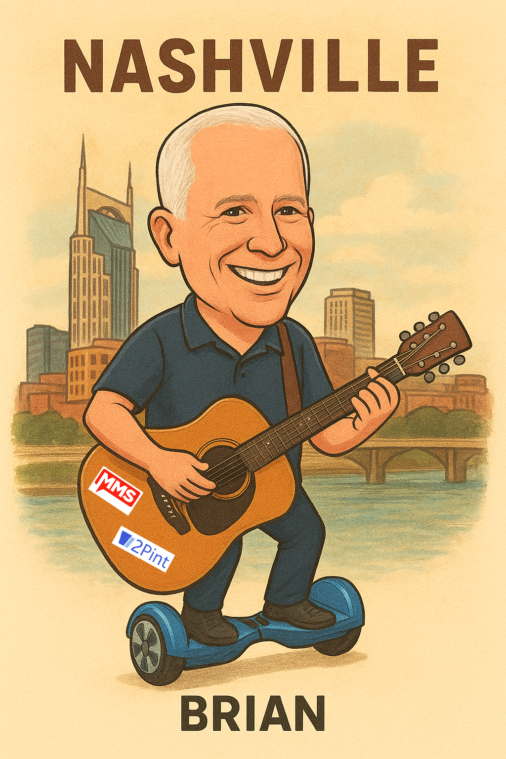 caricature of Brian Mason at MMS Music City